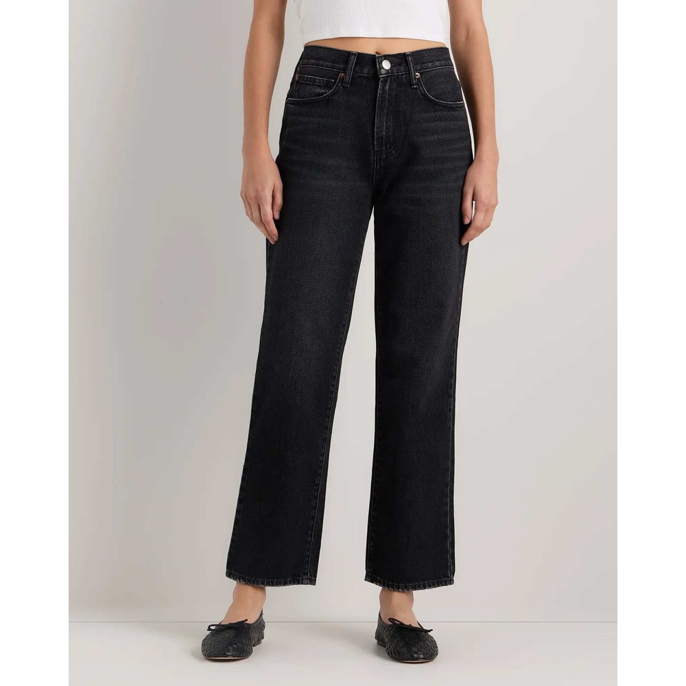Quince Bella Rigid Straight Leg Jeans Graphite Black Denim Size 24 Inseam 26 NWT
